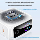 Încărcător retea Yesido YC114, Display TFT, USB, 2x Type-C, GaN, Fast Charging, 140W, Alb