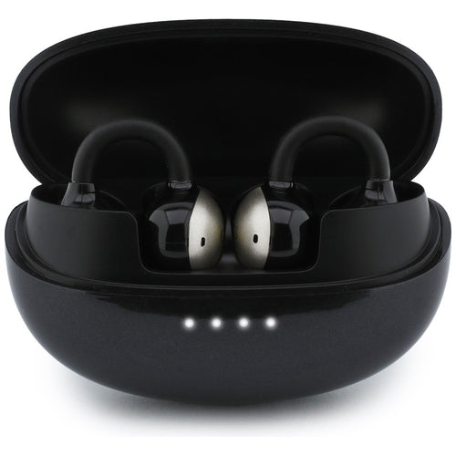 Căști wireless Guess Metallic Finish Electroplated Parts Classic, Bluetooth 5.4, 300mAh, Negre