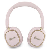 Căști over-ear Guess Rectangle Metal Script, Bluetooth, tehnologie ENC, piele ecologică, Roz