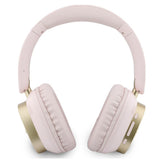 Căști over-ear Guess Rectangle Metal Script, Bluetooth, tehnologie ENC, piele ecologică, Roz