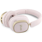 Căști over-ear Guess Rectangle Metal Script, Bluetooth, tehnologie ENC, piele ecologică, Roz