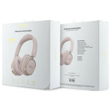 Căști over-ear Guess Rectangle Metal Script, Bluetooth, tehnologie ENC, piele ecologică, Roz