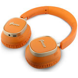 Căști over-ear Guess Rectangle Metal Script, Bluetooth, ENC, Piele ecologică, Portocalii