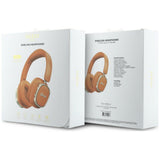 Căști over-ear Guess Rectangle Metal Script, Bluetooth, ENC, Piele ecologică, Portocalii