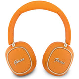 Căști over-ear Guess Rectangle Metal Script, Bluetooth, ENC, Piele ecologică, Portocalii