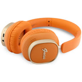 Căști over-ear Guess Rectangle Metal Script, Bluetooth, ENC, Piele ecologică, Portocalii