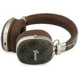 Căști wireless Guess Metal 4G Script Logo, Bluetooth, ENC Technology, Over-Ear, piele ecologică, Maro