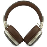 Căști wireless Guess Metal 4G Script Logo, Bluetooth, ENC Technology, Over-Ear, piele ecologică, Maro