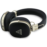 Căști wireless Guess Grained Triangle Logo, Bluetooth, ENC Technology, Over-ear, Piele Eco, Negre