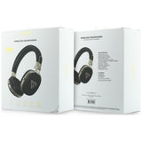 Căști wireless Guess Grained Triangle Logo, Bluetooth, ENC Technology, Over-ear, Piele Eco, Negre