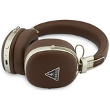 Căști wireless Guess Grained Triangle Logo, Bluetooth, ENC, Over-ear, Piele ecologică, Maro