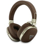 Căști wireless Guess Grained Triangle Logo, Bluetooth, ENC, Over-ear, Piele ecologică, Maro