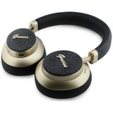 Căști Guess Wireless Headphones 4G Gold Script Metal, Bluetooth 5.4, Microfon integrat, ENC, 300mAh, Negre