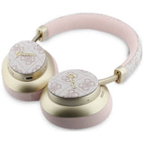 Căști Guess 4G Gold Script Metal, Bluetooth 5.4, Microfon integrat, ENC, 300mAh, Roz
