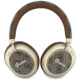 Căști Guess 4G Gold Script Metal, Bluetooth 5.4, Microfon integrat, ENC, 300mAh, Maro