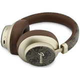 Căști Guess 4G Gold Script Metal, Bluetooth 5.4, Microfon integrat, ENC, 300mAh, Maro