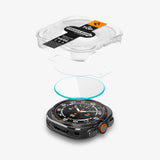 Folie pentru Samsung Galaxy Watch Ultra 2, Spigen Glas.tR EZ Fit, set 2 bucăți, Transparentă