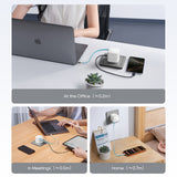 Încărcător Cuktech AD653W cu Cablu USB-C Retractabil, USB-C, USB, 67W, GaN, 0.7m, Alb