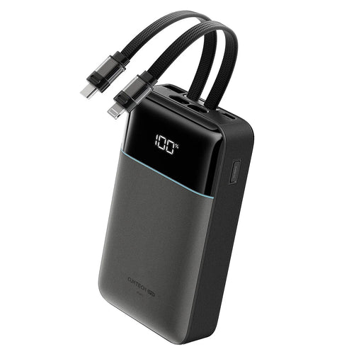 Baterie externa Cuktech LPB200NL, 20000mAh, 40W, cablu Type-C si Lightning incorporat, display, Gri