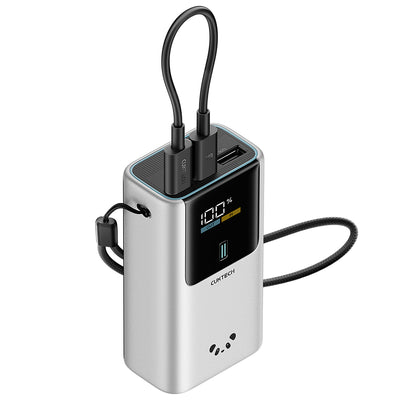 Baterie externa Cuktech PB1055, cu display LED, 2x USB-C, USB, 55W, 10000mAh, incarcare bidirecționala rapida, Gri