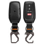 Husă cheie auto Spigen TK100 cu carabină, model non-slip, efect fibră de carbon, Neagră
