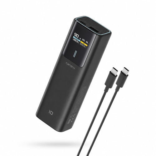 Baterie externa Cuktech PB100P, Display, USB-C, USB, 150W, 10000mAh, Incarcare rapida, Neagra