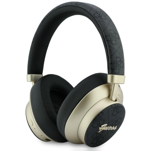 Căști Guess Wireless Headphones 4G Gold Script Metal, Bluetooth 5.4, Microfon integrat, ENC, 300mAh, Negre