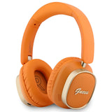 Căști over-ear Guess Rectangle Metal Script, Bluetooth, ENC, Piele ecologică, Portocalii
