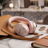 Căști wireless Guess Metal 4G Script Logo, Bluetooth, ENC Technology, Over-Ear, Eco Leather, Negre