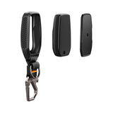 Husă cheie auto Spigen TK100 cu carabină, model non-slip, efect fibră de carbon, Neagră