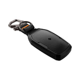 Husă cheie auto Spigen TK100 cu carabină, model non-slip, efect fibră de carbon, Neagră
