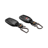 Husă cheie auto Spigen TK100 cu carabină, model non-slip, efect fibră de carbon, Neagră