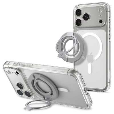 Suport de telefon cu inel, Spigen Phone Ring Dual Pop MagSafe S AMP11736, Magnetic, Silicon, Gri