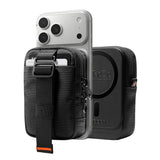 Husă telefon universală Spigen TinTap ZIP MagFit 2 cu MagSafe, portcard și clip de centură, Neagră