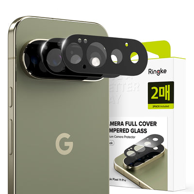 Folie telefon pentru Google Pixel 11 Pro, Ringke Camera Full Cover Glass, set 2 bucăți, Neagră