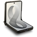 Husă pentru Samsung Galaxy Z Flip8, Guess Ring Stand Grained Classic Logo MagSafe, Bej