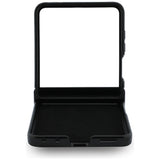 Husă pentru Samsung Galaxy Z Flip8, Guess Ring Stand Grained Classic Logo MagSafe, Bej
