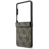 Husă pentru Samsung Galaxy Z Flip8, Guess 4G Leather Classic MagSafe, Maro