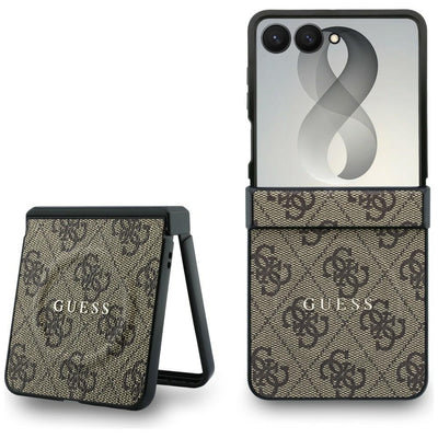 Husă pentru Samsung Galaxy Z Flip8, Guess 4G Leather Classic MagSafe, Maro