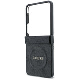 Husă pentru Samsung Galaxy Z Flip8, Guess 4G Leather Classic MagSafe, Neagră