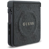 Husă pentru Samsung Galaxy Z Flip8, Guess 4G Leather Classic MagSafe, Neagră