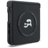 Husă pentru Samsung Galaxy Z Flip8, Karl Lagerfeld Hardcase Leather Karl & Choupette Head Pin, Coral