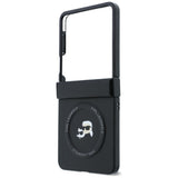 Husă pentru Samsung Galaxy Z Flip8, Karl Lagerfeld Hardcase Leather Karl & Choupette Head Pin, Coral