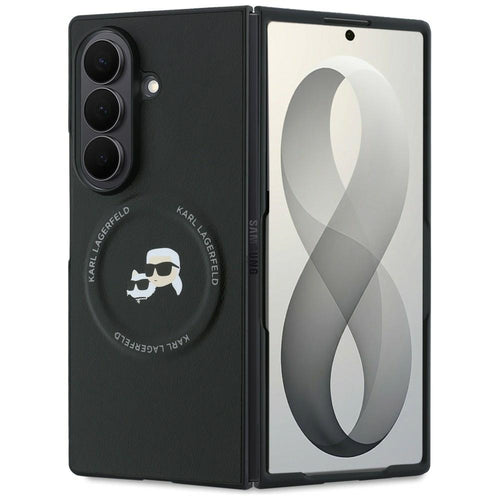 Husă pentru Samsung Galaxy Z Fold8 Ultra, Karl Lagerfeld Hardcase Leather Karl & Choupette Head Pin, Coral