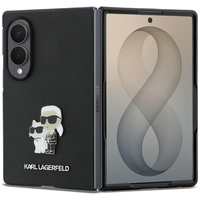 Husă pentru Samsung Galaxy Z Fold8, Karl Lagerfeld Saffiano Karl & Choupette Metal Pin, Gri