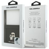 Husă pentru Samsung Galaxy Z Flip8, Karl Lagerfeld Saffiano Karl&Choupette Metal Pin, Neagră