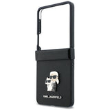 Husă pentru Samsung Galaxy Z Flip8, Karl Lagerfeld Saffiano Karl&Choupette Metal Pin, Neagră