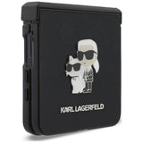 Husă pentru Samsung Galaxy Z Flip8, Karl Lagerfeld Saffiano Karl&Choupette Metal Pin, Neagră