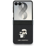 Husă pentru Samsung Galaxy Z Flip8, Karl Lagerfeld Saffiano Karl&Choupette Metal Pin, Neagră