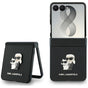 Husă pentru Samsung Galaxy Z Flip8, Karl Lagerfeld Saffiano Karl&Choupette Metal Pin, Neagră